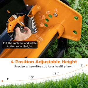 16 Inch Push Lawn Mower with 5 Steel Blades and Grass Catcher Bag-Orange