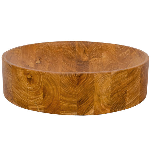 16 Inch Teak Wood Washbasin with Smooth Finish and Rounded Corners