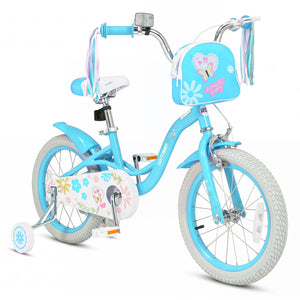 16 Inches Girls Bike with Front Bag and Streamers for 4-7 Years Blue