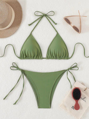 Swimwear Women Bandage Women Triangle Bathing Suits 2 Pieces Bikini Bowknot Swimsuit Bikini Set Swimwear Bikini Sets Bikinis Bathing Suit Push Up Swimsuit Summer Beachwear