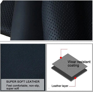 Genuine Leather Car Steering Wheel Cover Soft Anti slip Steering-Wheel Braid Cowhide Braid With Needles Thread Leather Steering Wheel Cover Heavy Duty Pure Cowhide Steering Wheel Cover, Genuine Leather Steering Wheel Cover (Copy)