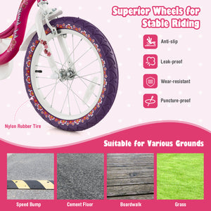 16 Inch Kids Bike with Doll Seat and Removable Training Wheels-16 inches