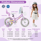 14 Inch Girls Bike Kids Bicycle with Doll Seat and Streamers for Children 3-5 Years Old