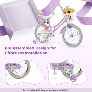 14 Inch Girls Bike Kids Bicycle with Doll Seat and Streamers for Children 3-5 Years Old