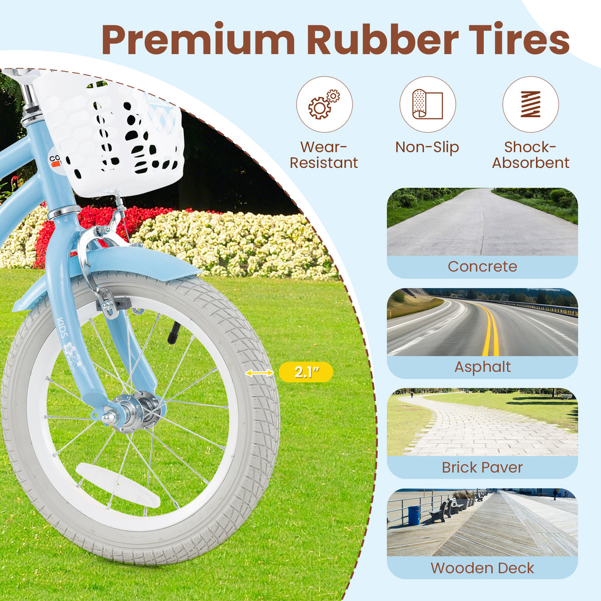 16 Inch Kids Bike with Adjustable Handlebar and Seat for 4-7 Year Old