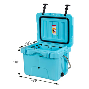 16 Quart 24-Can Capacity Insulated Ice Cooler with 2 Cup Holders-Khaki