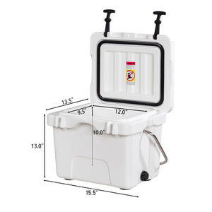 16 Quart 24-Can Capacity Insulated Ice Cooler with 2 Cup Holders-Khaki