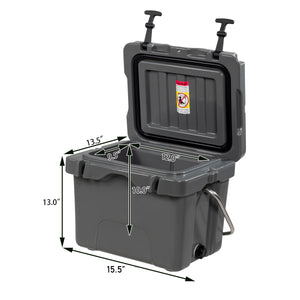 16 Quart 24-Can Capacity Insulated Ice Cooler with 2 Cup Holders-Khaki