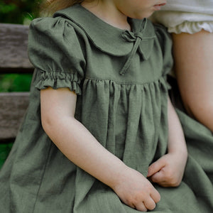 Girls Rustic Cotton And Linen Dress