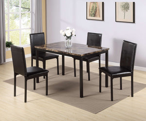 5 Piece Dinning Set With Faux Marble Top, Table & 4 Chairs - Black by Couch.com