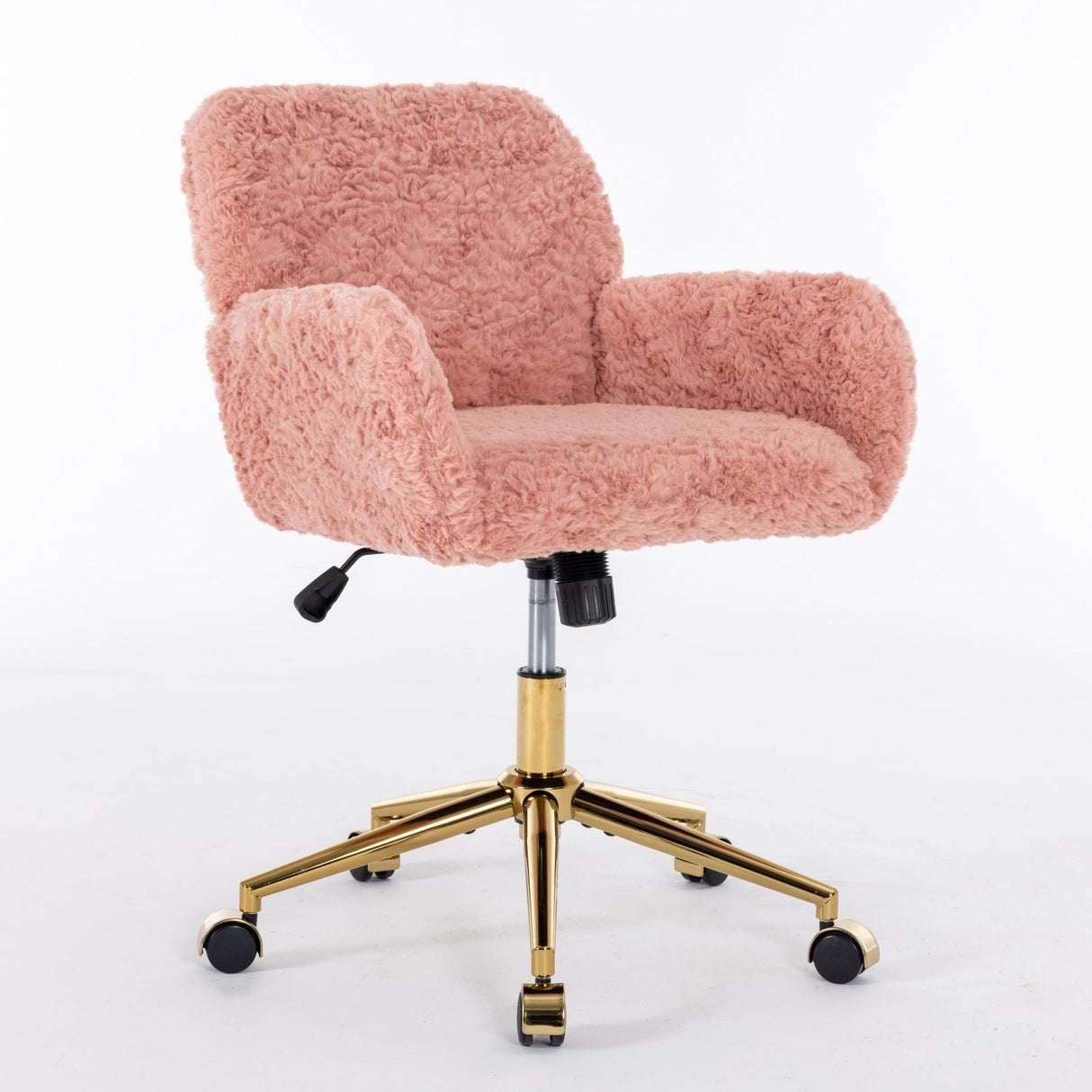Office Chair, Artificial Rabbit Hair Home Office Chair With Golden Metal Base, Adjustable Desk Chair Swivel Office Chair, Vanity Chair by Couch.com