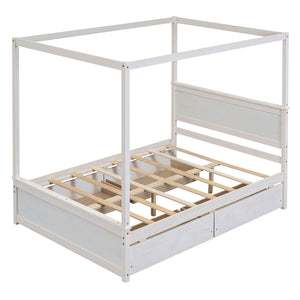 Canopy Platform Bed With Drawers, Support Slats, No Box Spring Needed by Couch.com