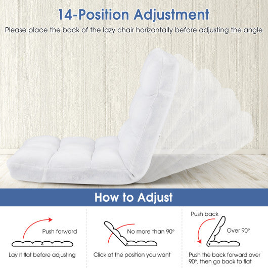 14-Position Adjustable Cushioned Floor Chair-White