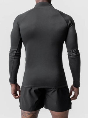 Men's Small Turtleneck Slim-fit Half Zipper Training Long Sleeve T-shirt