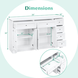 Buffet Sideboard 59" Modern Coffee Bar Station Console Table-White