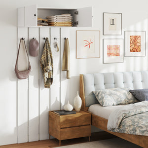 Entryway Wall Coat Rack Wall Mounted Coat Clothes Rack-White