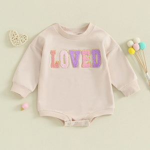 Infant Toddler Long Sleeve Alphabet Embroidery Romper