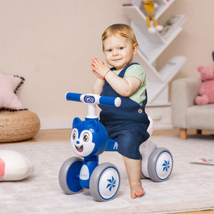 Baby Balance Bike No Pedal Lightweight Infant 4 Wheels Baby Bicycle-Blue