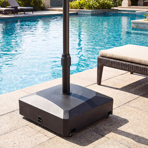 176 LBS Fillable Mobile Umbrella Base with 4 Wheels and 2 Locks-Black