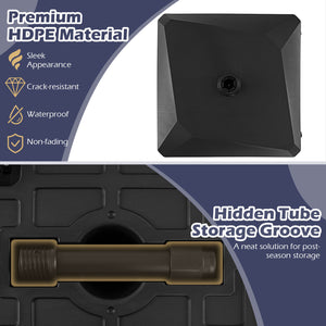 176 LBS Fillable Mobile Umbrella Base with 4 Wheels and 2 Locks-Black