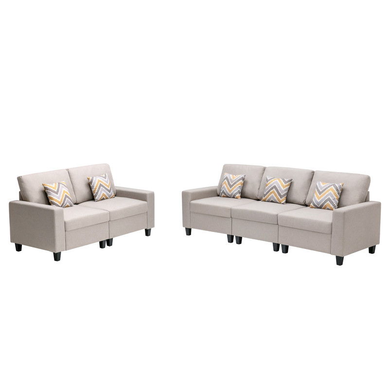 Nolan - Linen Fabric Sofa And Loveseat Living Room With Pillows And Interchangeable Legs by Couch.com