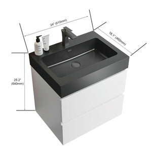 Alice - Bathroom Vanity With Large Storage, Sink Wall Mounted Floating Bathroom Vanity For Modern Bathroom, One-Piece Sink Basin Without Drain And Faucet by Couch.com