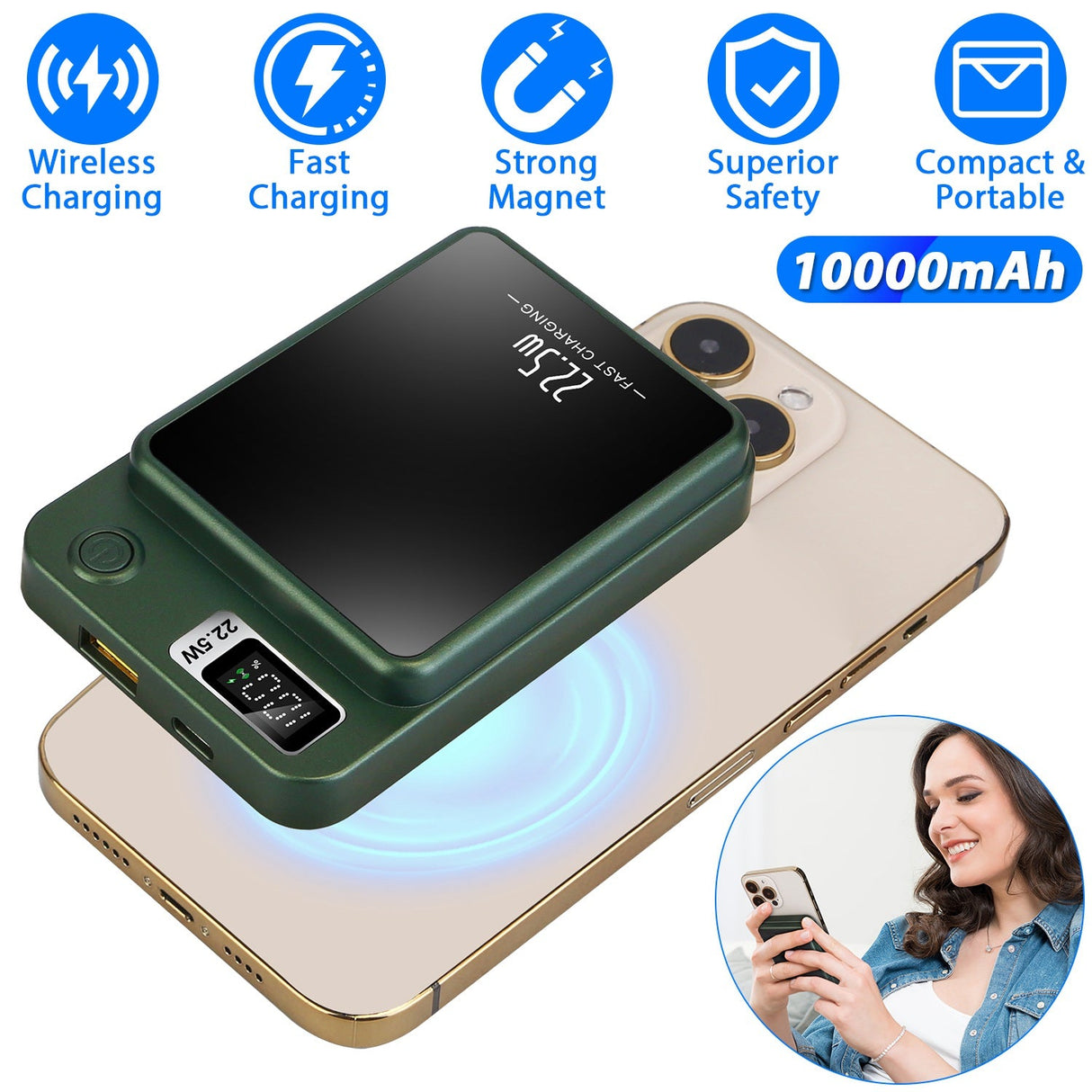 Magnetic Wireless Charger & Power Bank by DirectDeals
