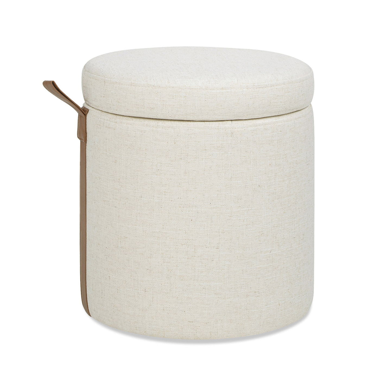 Brandy - Round Upholstered Storage Ottoman With Leather Accent by Couch.com