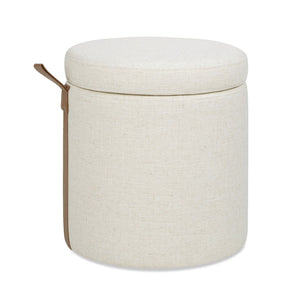 Brandy - Round Upholstered Storage Ottoman With Leather Accent by Couch.com