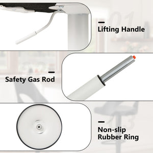 Bar Stools Set of 2 with Enlarged PU Leather Seat and Footrest-White