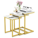 3 Pieces Multifunctional Coffee End Table Set-White