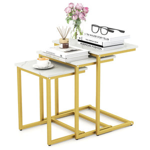 3 Pieces Multifunctional Coffee End Table Set-White