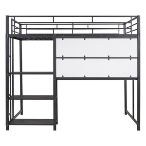 Metal Loft Bed With Desk, 3 Shelves And Ladder by Couch.com