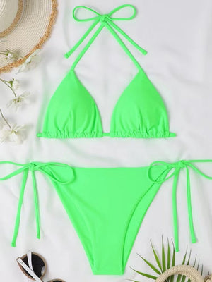 Swimwear Women Bandage Women Triangle Bathing Suits 2 Pieces Bikini Bowknot Swimsuit Bikini Set Swimwear Bikini Sets Bikinis Bathing Suit Push Up Swimsuit Summer Beachwear