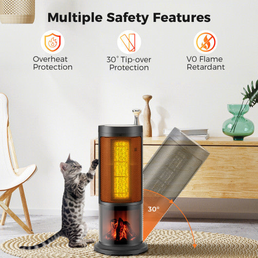 17 Inch 1500W Portable Tower Space Heater with 135 ° Oscillation-Black