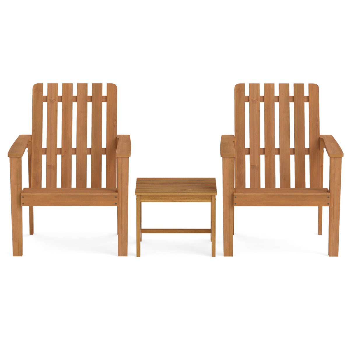 17â€ Square Patio Acacia Wood Side Table with Slatted Tabletop-Set of 2