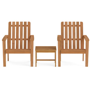 17â€ Square Patio Acacia Wood Side Table with Slatted Tabletop-Set of 2