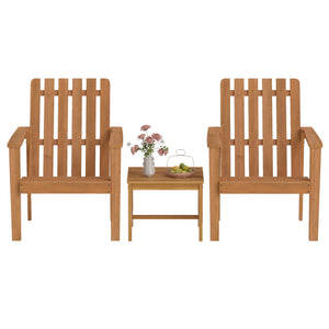 17â€ Square Patio Acacia Wood Side Table with Slatted Tabletop-Set of 2