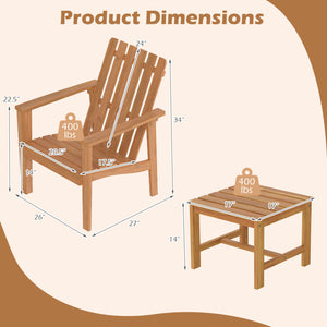 17â€ Square Patio Acacia Wood Side Table with Slatted Tabletop-Set of 2