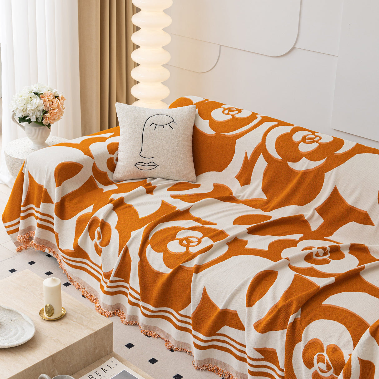 Chenille Sofa Cover Blanket, Couch Cover Blanket Throws for Couches Living Room Furniture Throw Covers