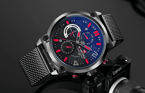 Men's Multifunction Analog Quartz Watches Waterproof Wrist Watch With Stainless Steel Mesh Band Excellent Design Perfect Gift
