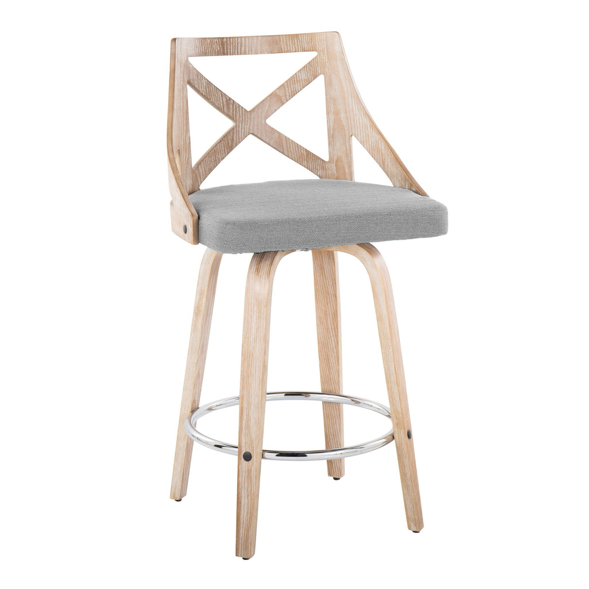 Charlotte - Farmhouse Fixed Height Counter Stool With Swivel And Round Footrest (Set of 2) by Couch.com