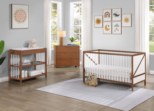Pixie Zen 3-in-1 Convertible Crib, Walnut / White