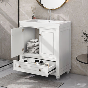 Bathroom Vanity With Sink, Combo, Cabinet With Doors And Drawer, Solid Frame And MDF Board by Couch.com