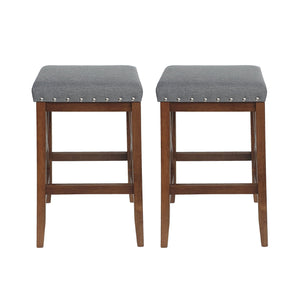 Upholstered Bar Stool With Nailhead Trim And X Frame Design (Set of 2) - Charcoal by Couch.com