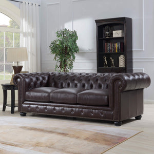 Traditional Tufted Leather Chesterfield Nailhead Sofa by Couch.com