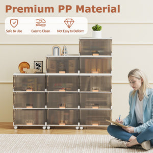 3/4/5/6-Cube Stackable Storage Bins with Detachable Wheels-4 Cube