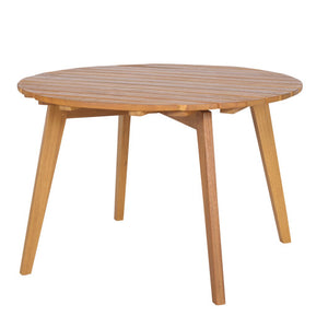 Round Outdoor Acacia Wood Side Table with Slatted Tabletop
