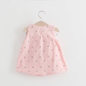 Solid color bow bow floral print halter skirt