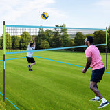 Portable Outdoor Volleyball Net Set Heavy-Duty Volleyball Net System-Green